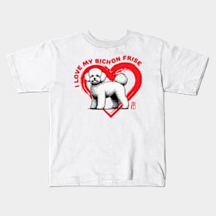 I Love My Bichon Frise - I Love my dog - Temperamental dog Kids T-Shirt